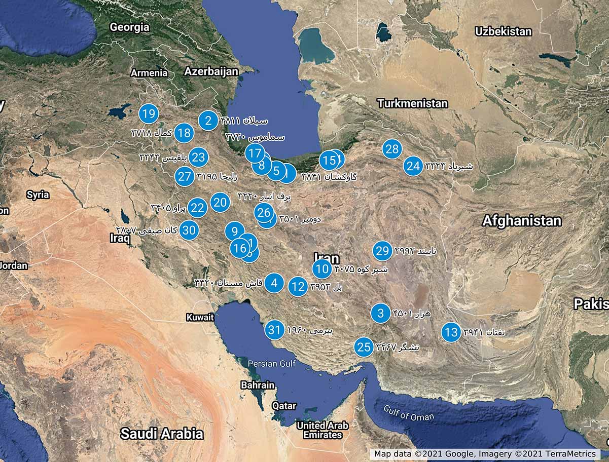 نقشه طرح «سیمرغ کوه‌های ایران»